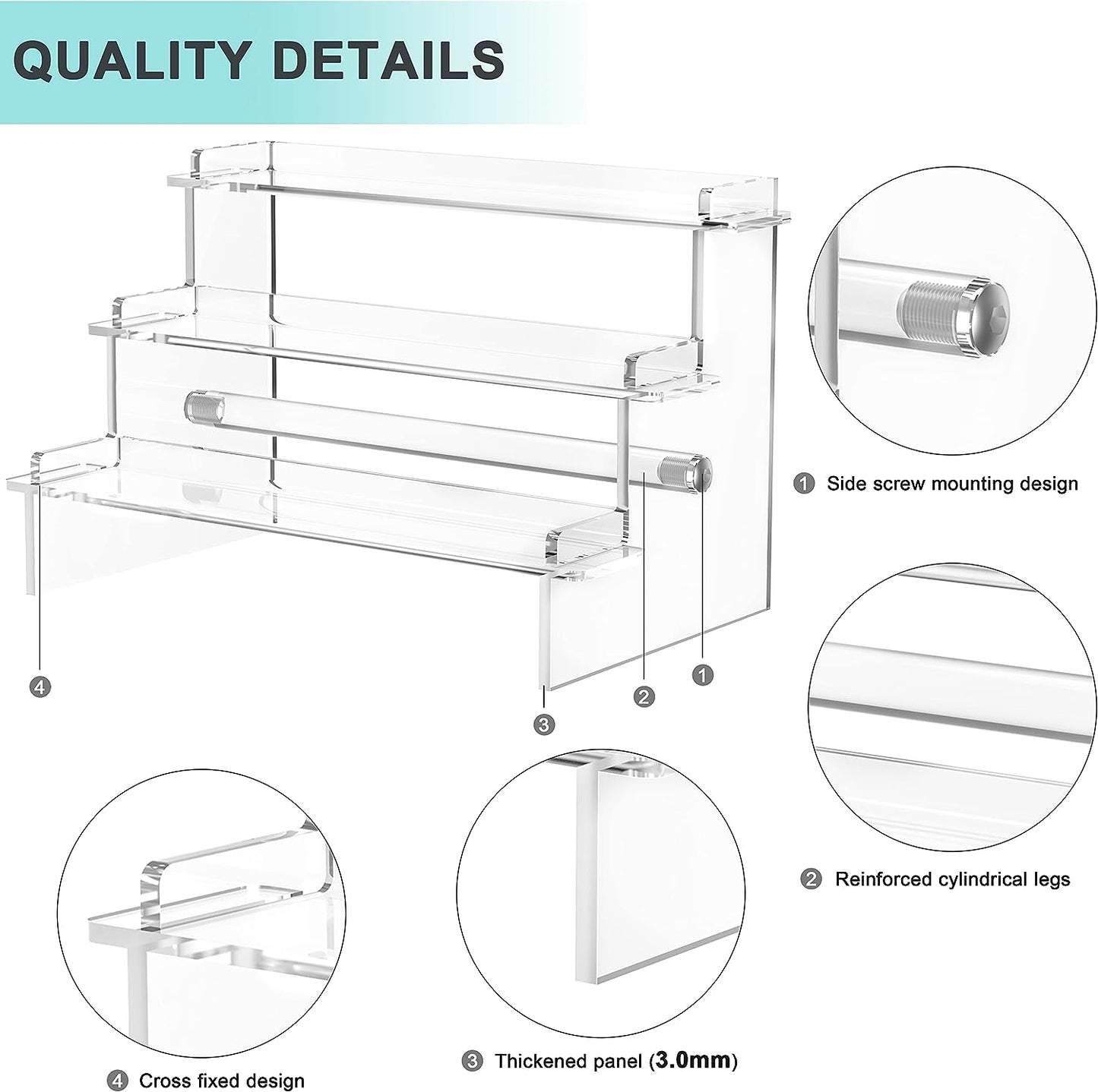 Acrylic Risers Display Stands, 12'' Perfume Organizer, Clear Riser for POPs Amiibo Figure Organizer, Cologne Organizer Cupcake Stand Shot Glass Display Shelves Desktop Tiered Display (1 Pack)