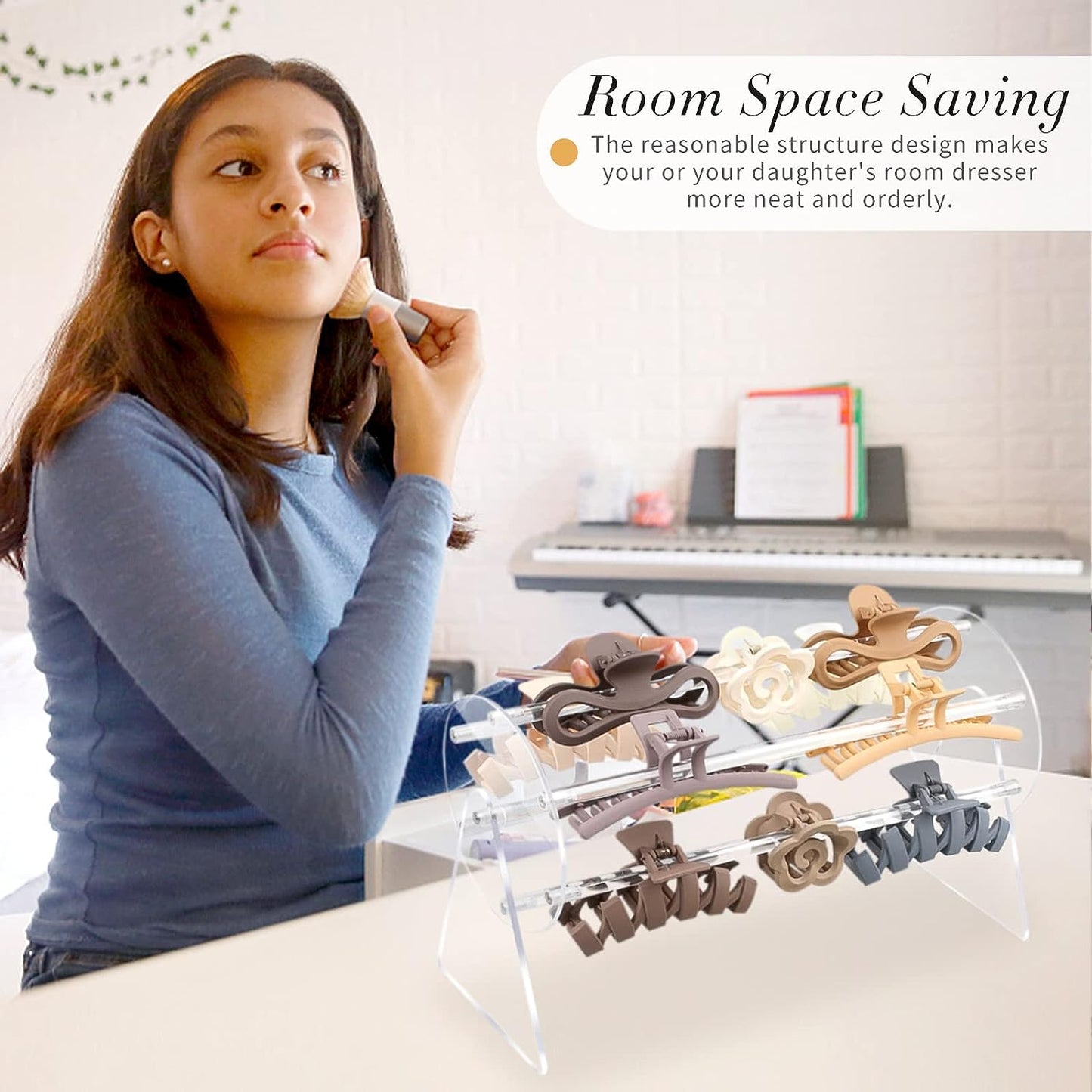 Acrylic Claw Clip Organizer Holder,360-Degree Rotating Claw Clip Holder and Storage,Hair Clip Organizer Display Clear Stand for Women and Girls (monolayer)