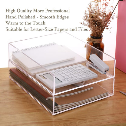 Magazine Holder, Clear Acrylic Desk Organizers, File Organizer for Desk, Magazine Rack- Desktop Book Storage -Independent Vertical 1 Space-2 Pack