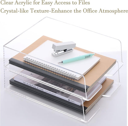 Magazine Holder, Clear Acrylic Desk Organizers, File Organizer for Desk, Magazine Rack- Desktop Book Storage -Independent Vertical 1 Space-2 Pack