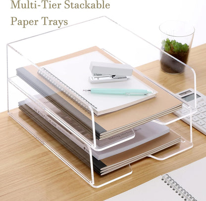 Magazine Holder, Clear Acrylic Desk Organizers, File Organizer for Desk, Magazine Rack- Desktop Book Storage -Independent Vertical 1 Space-2 Pack