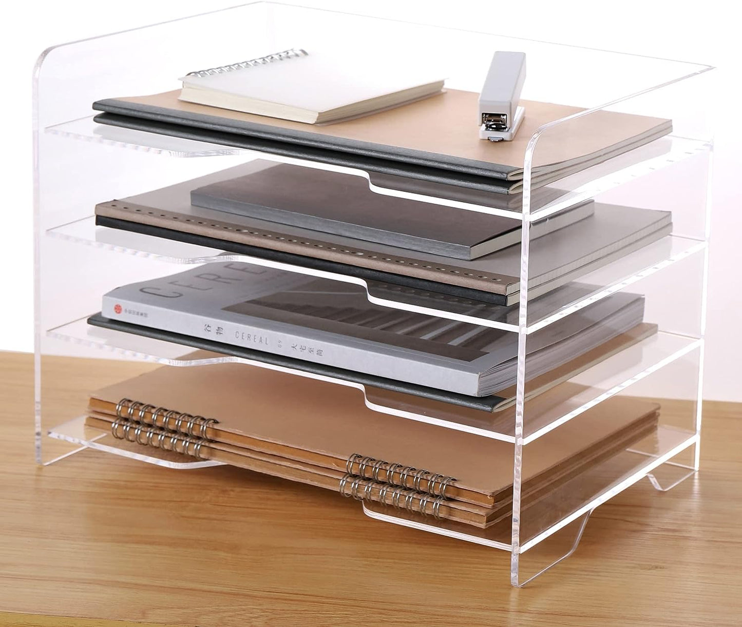 Magazine Holder, Clear Acrylic Desk Organizers, File Organizer for Desk, Magazine Rack- Desktop Book Storage -Independent Vertical 1 Space-2 Pack