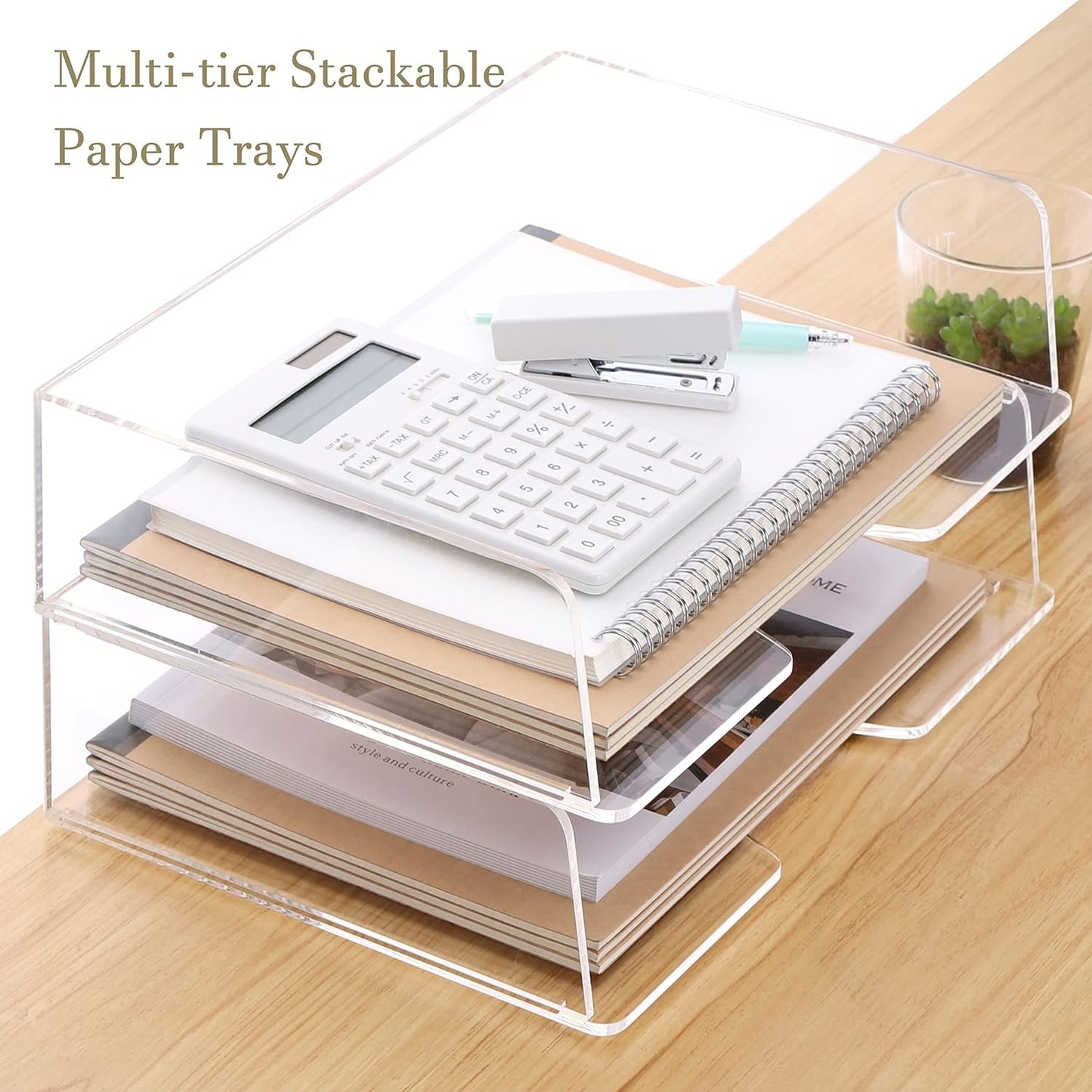 Magazine Holder, Clear Acrylic Desk Organizers, File Organizer for Desk, Magazine Rack- Desktop Book Storage -Independent Vertical 1 Space-2 Pack