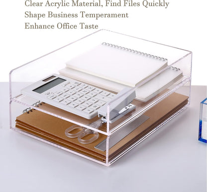 Magazine Holder, Clear Acrylic Desk Organizers, File Organizer for Desk, Magazine Rack- Desktop Book Storage -Independent Vertical 1 Space-2 Pack