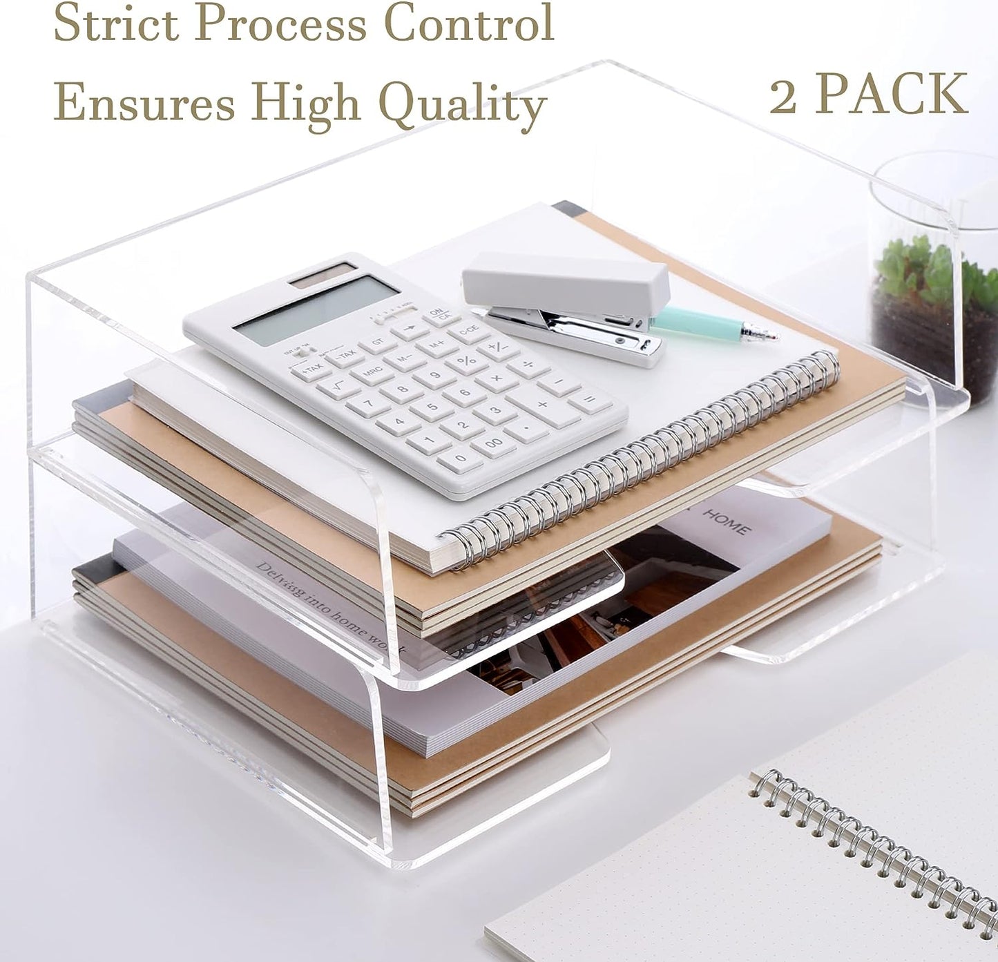 Magazine Holder, Clear Acrylic Desk Organizers, File Organizer for Desk, Magazine Rack- Desktop Book Storage -Independent Vertical 1 Space-2 Pack