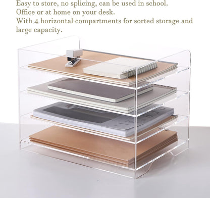 Magazine Holder, Clear Acrylic Desk Organizers, File Organizer for Desk, Magazine Rack- Desktop Book Storage -Independent Vertical 1 Space-2 Pack