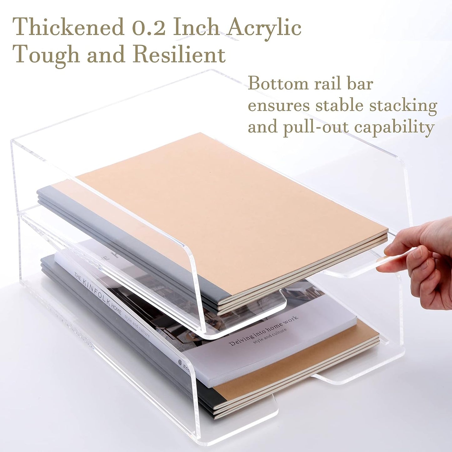 Magazine Holder, Clear Acrylic Desk Organizers, File Organizer for Desk, Magazine Rack- Desktop Book Storage -Independent Vertical 1 Space-2 Pack