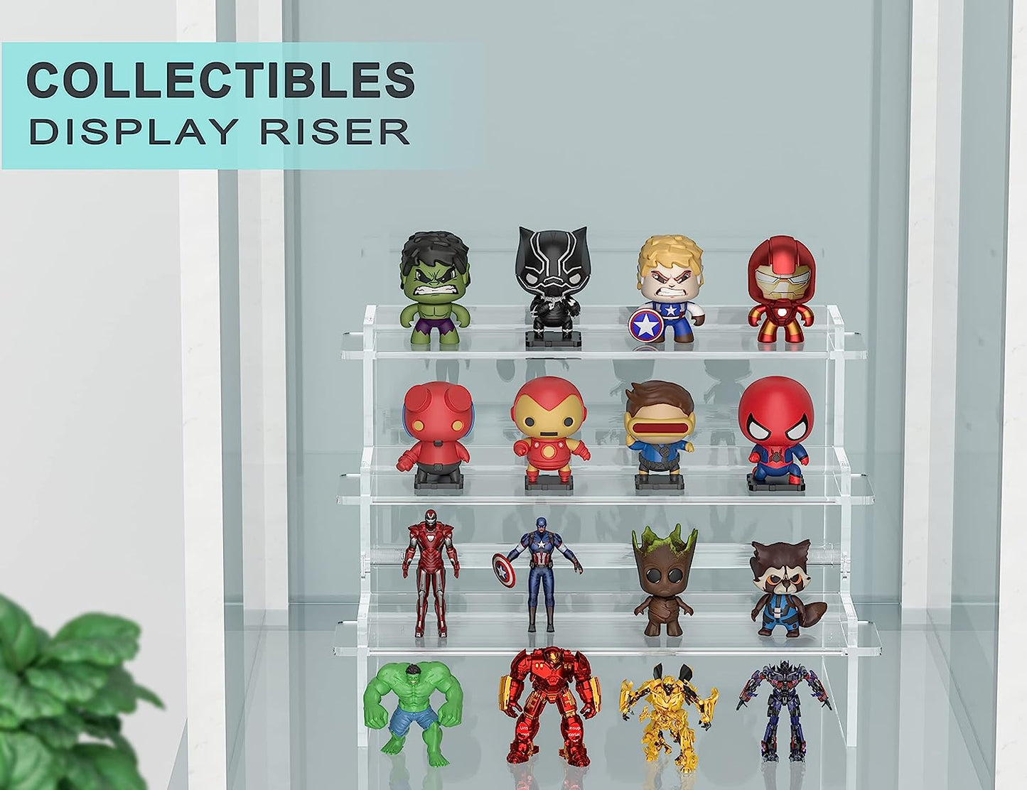 Acrylic Risers Display Stands, 12'' Perfume Organizer, Clear Riser for POPs Amiibo Figure Organizer, Cologne Organizer Cupcake Stand Shot Glass Display Shelves Desktop Tiered Display (1 Pack)