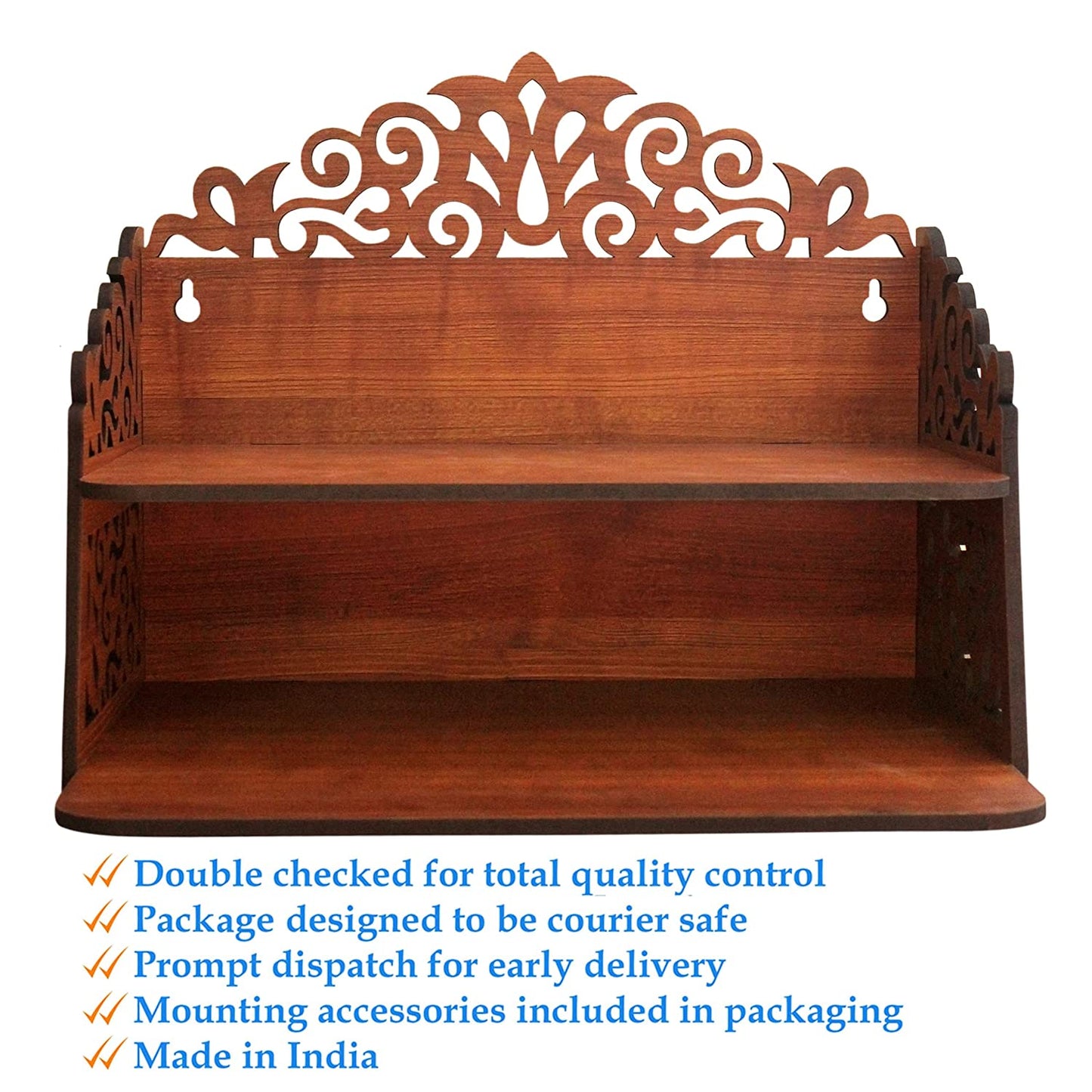 Navrang Beautiful Wooden Pooja Stand for Home/Mandir for Home/Temple for Home and Office/Puja Mandir for Home and Office Wall/Product