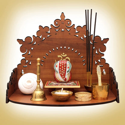 Floral Beautiful Wooden Pooja Stand for Home/Mandir for Home/Temple for Home and Office/Puja Mandir for Home and Office Wall Product