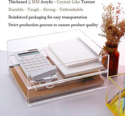 Magazine Holder, Clear Acrylic Desk Organizers, File Organizer for Desk, Magazine Rack- Desktop Book Storage -Independent Vertical 1 Space-2 Pack