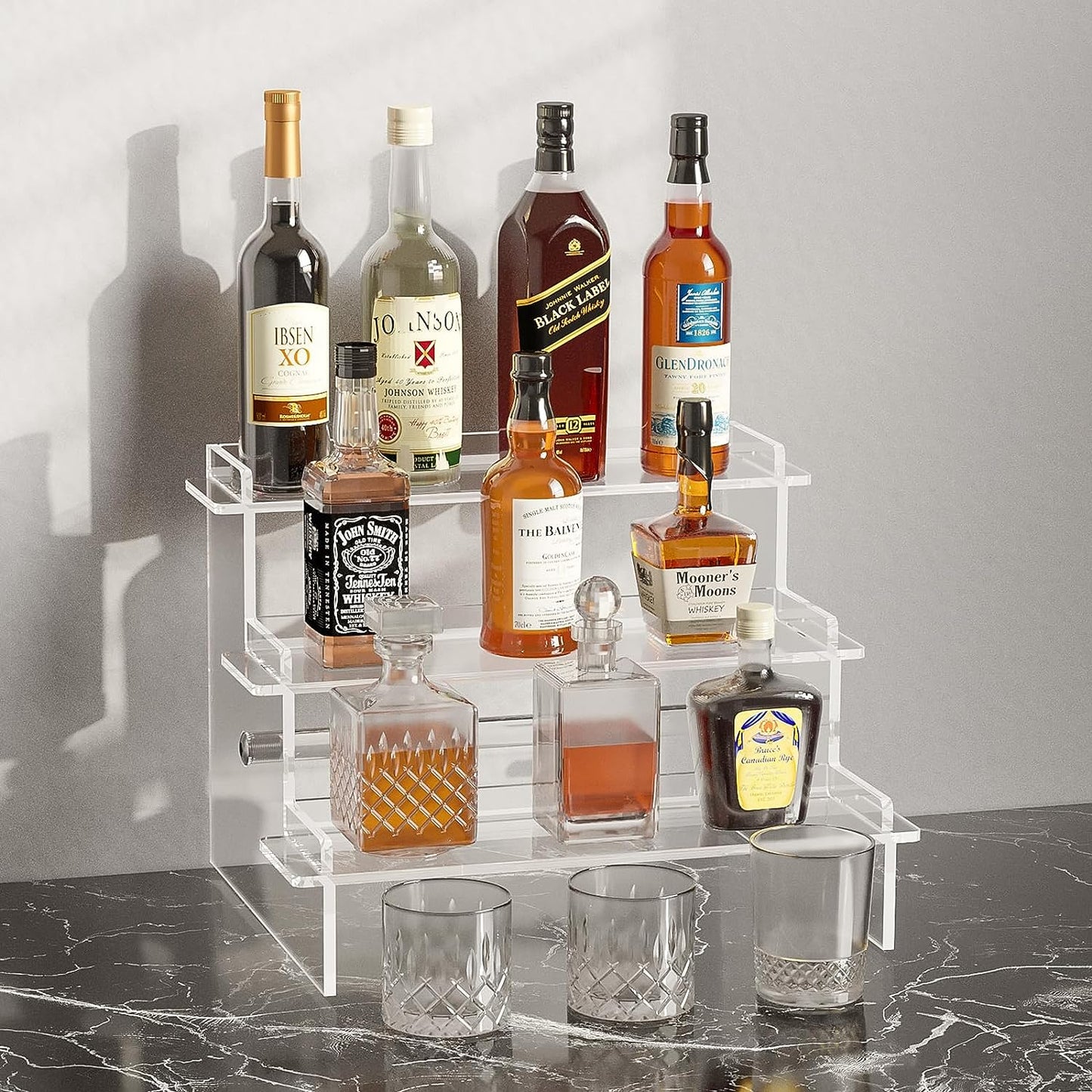Acrylic Risers Display Stands, 12'' Perfume Organizer, Clear Riser for POPs Amiibo Figure Organizer, Cologne Organizer Cupcake Stand Shot Glass Display Shelves Desktop Tiered Display (1 Pack)