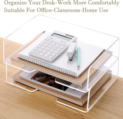 Magazine Holder, Clear Acrylic Desk Organizers, File Organizer for Desk, Magazine Rack- Desktop Book Storage -Independent Vertical 1 Space-2 Pack