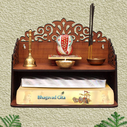 Navrang Beautiful Wooden Pooja Stand for Home/Mandir for Home/Temple for Home and Office/Puja Mandir for Home and Office Wall/Product