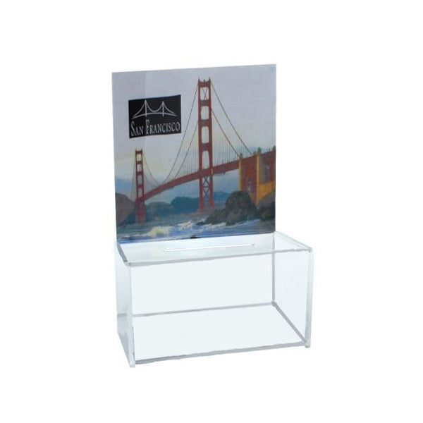 Acrylic Ballot Box - 9 x 5 x 5 with 8.5 x 11 Header