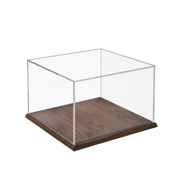 Acrylic Display Box 8H x 12W x 12L with Solid Hardwood Base