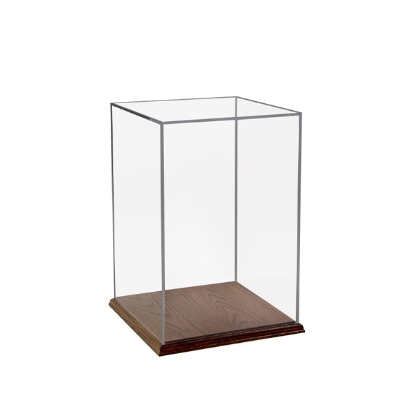 Acrylic Display Box 9H x 6W x 6L with Solid Hardwood Base