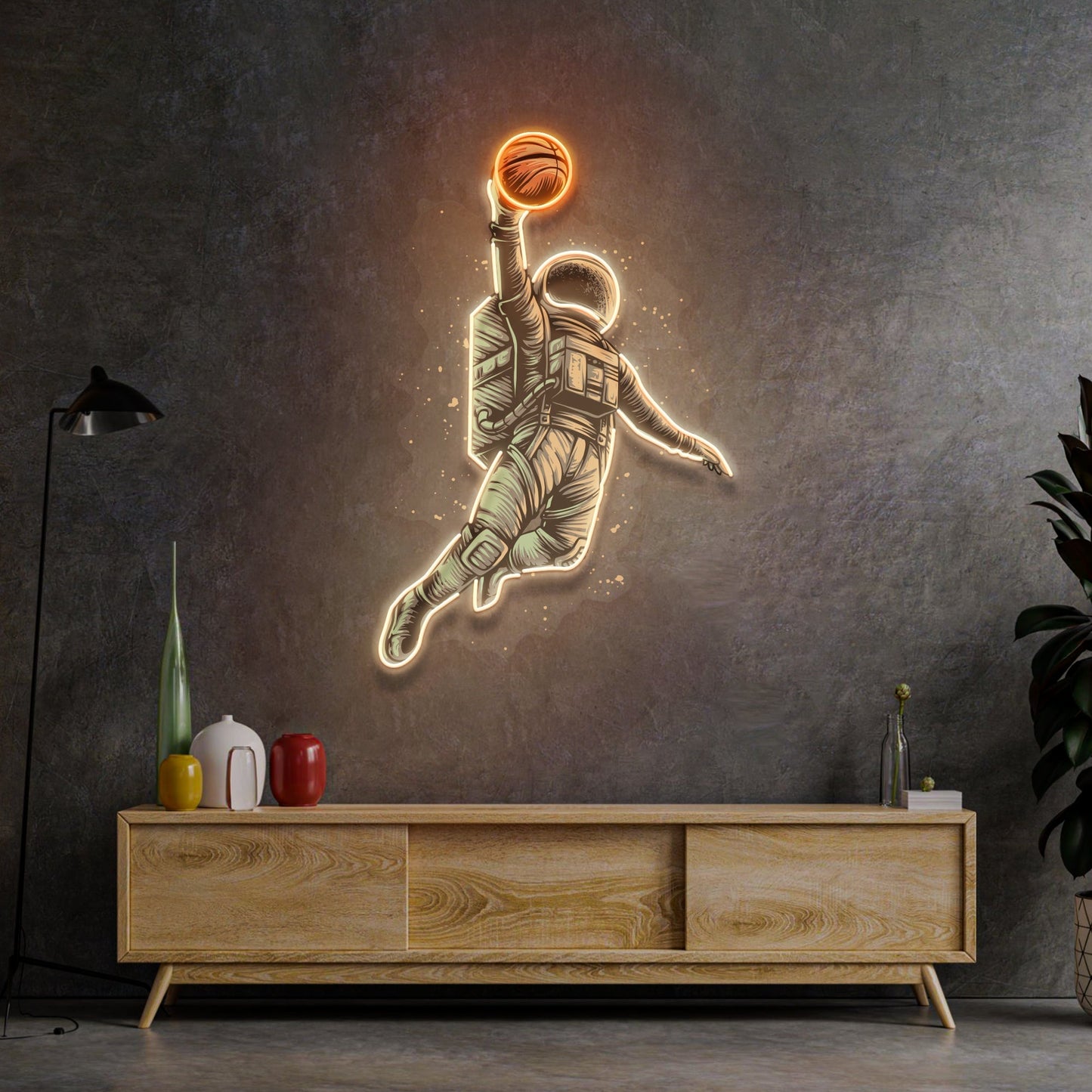 Basketball Shot Astronaut Led Neon Acrylic Artwork