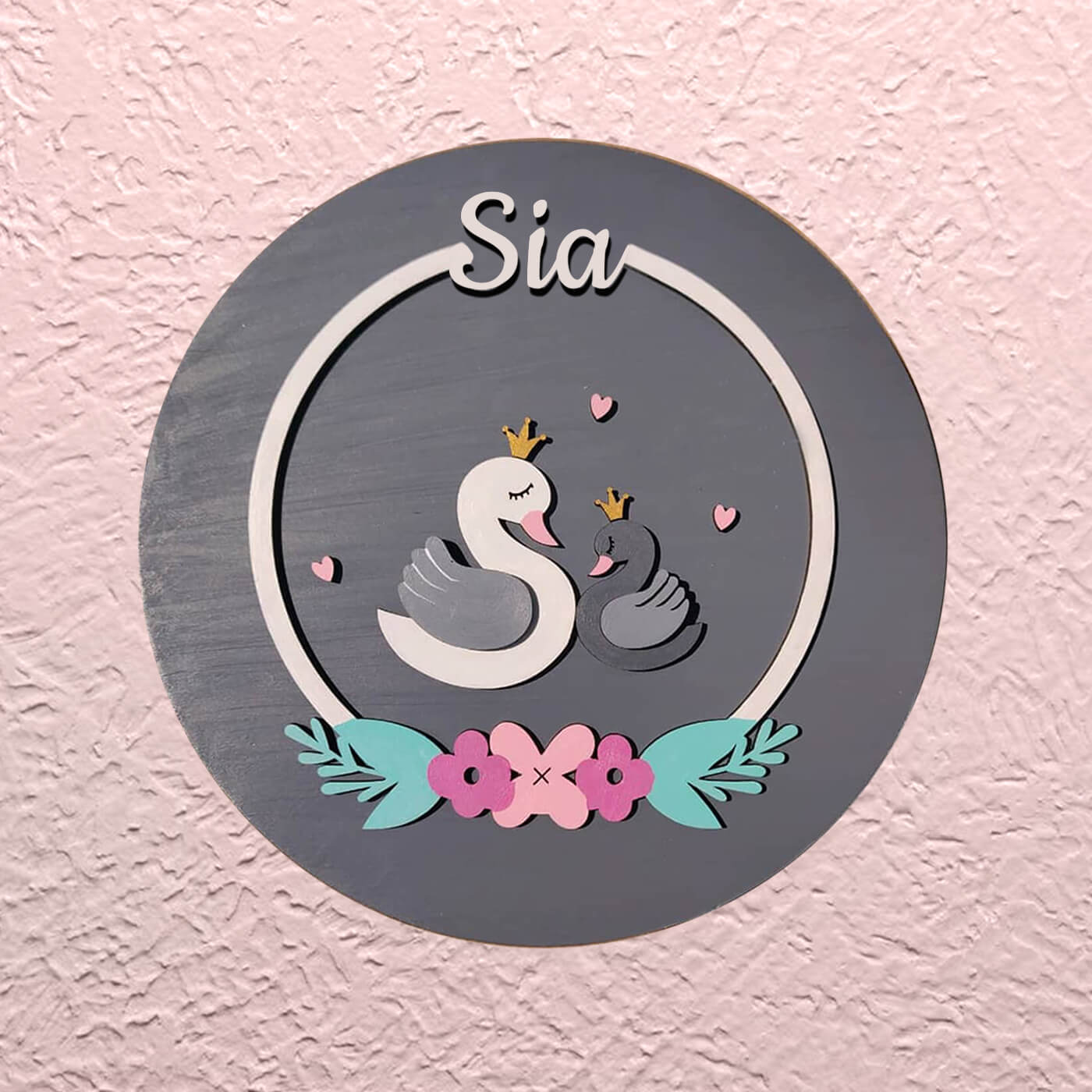 Minimalist Painted Nameboard for Kids - Swan
