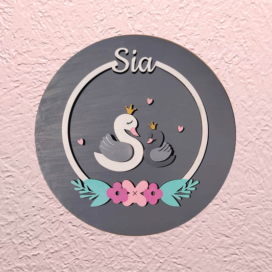 Minimalist Painted Nameboard for Kids - Swan
