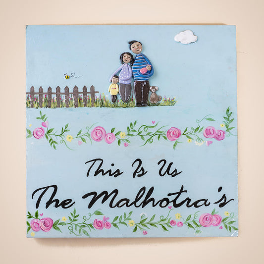 Handcrafted Clay Pebble Nameboard for Family