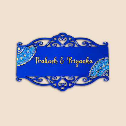 Hand Painted Mandala Personalised Cutwork Name Plate