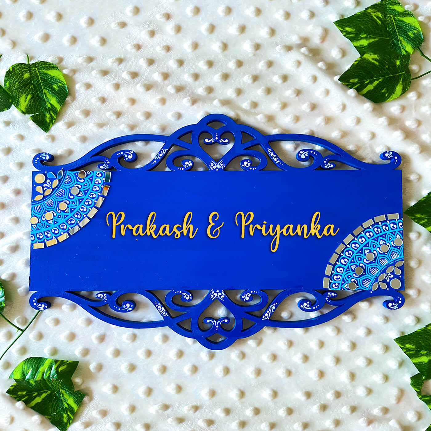 Hand Painted Mandala Personalised Cutwork Name Plate