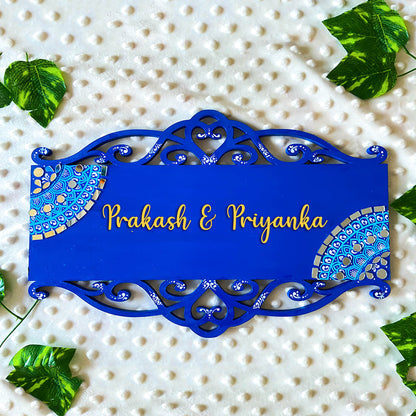 Hand Painted Mandala Personalised Cutwork Name Plate