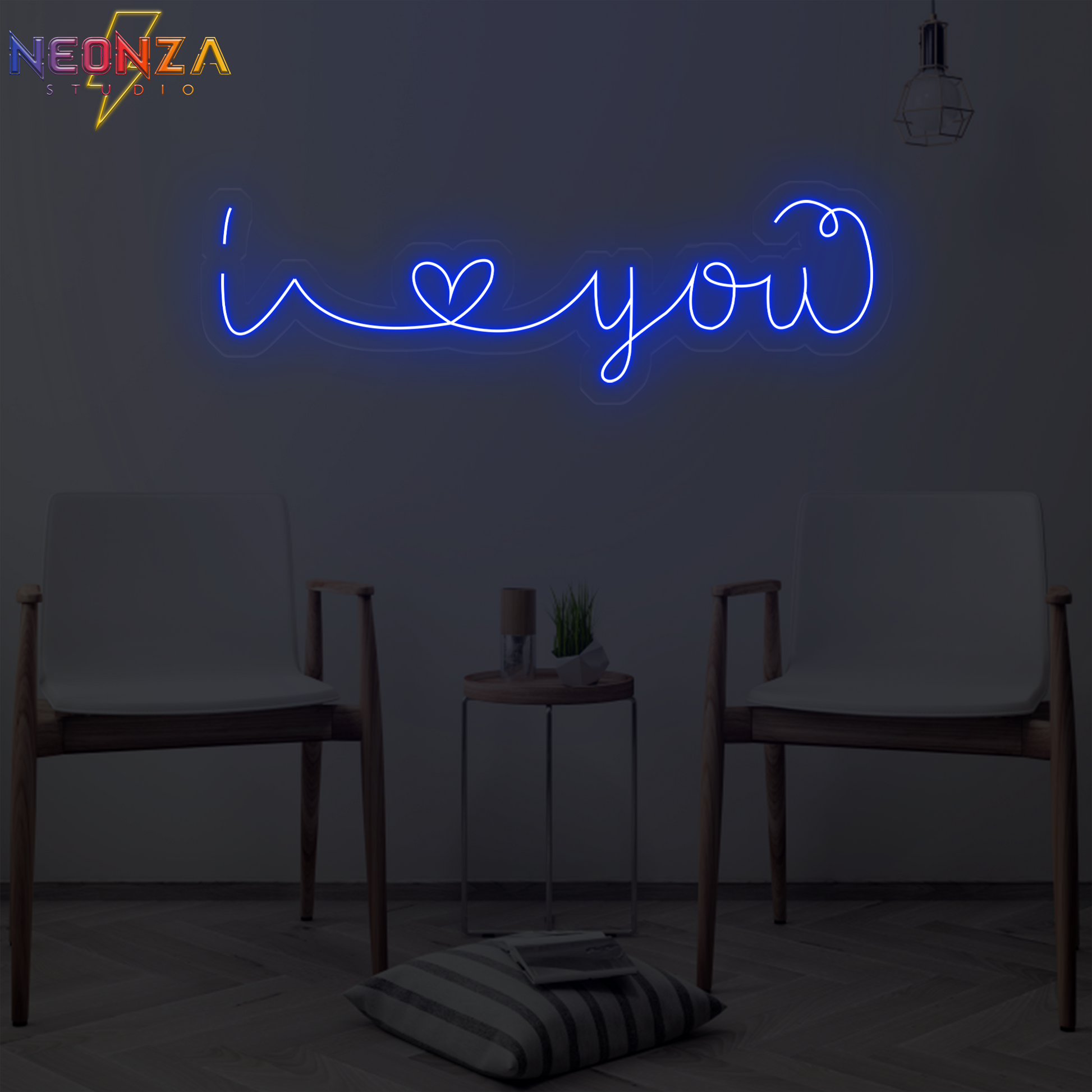 i love you Neon quote Sign blue