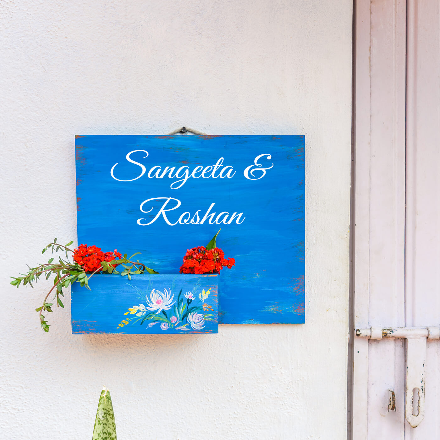 Handpainted Horizontal Planter Board With Artwork