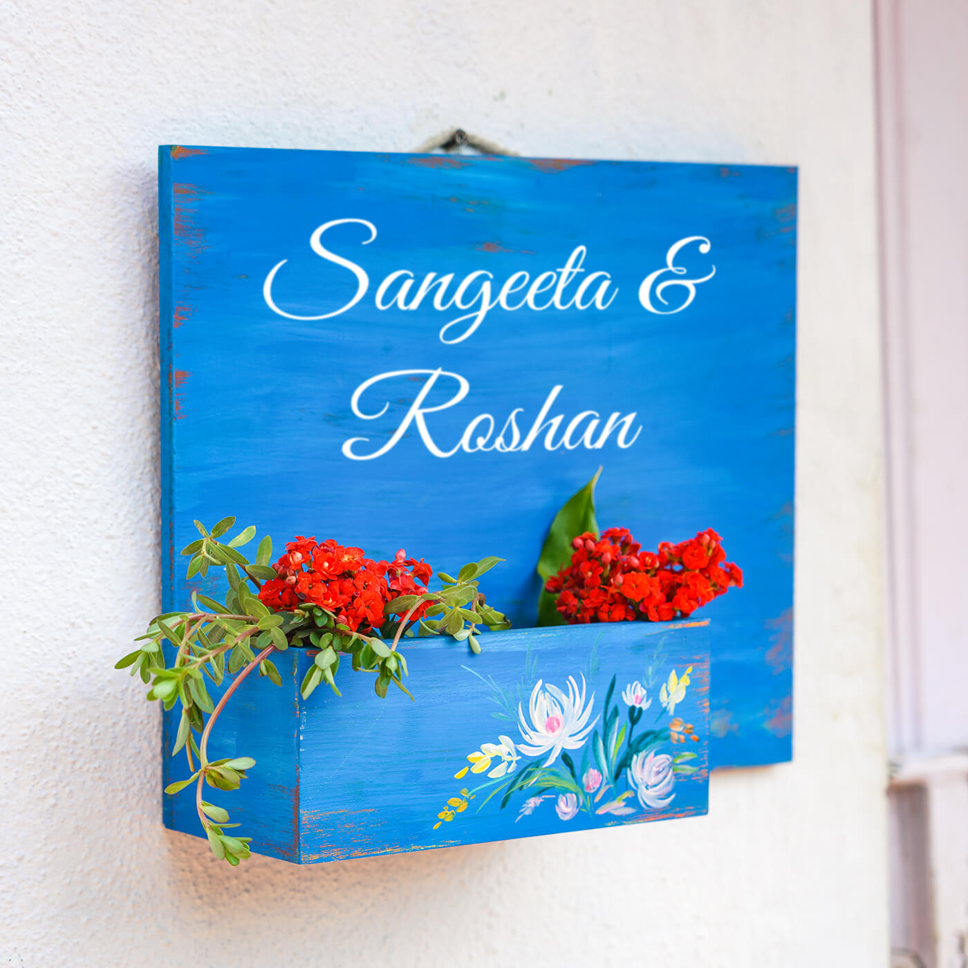 Handpainted Horizontal Planter Board With Artwork
