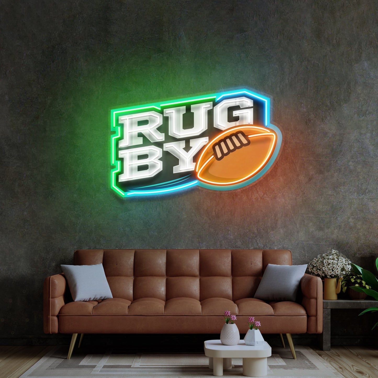 Rugby Ball LED Neon Sign Light Pop Art