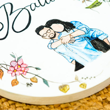 Personalized Photo Based Character Sketch Nameboard - Circle