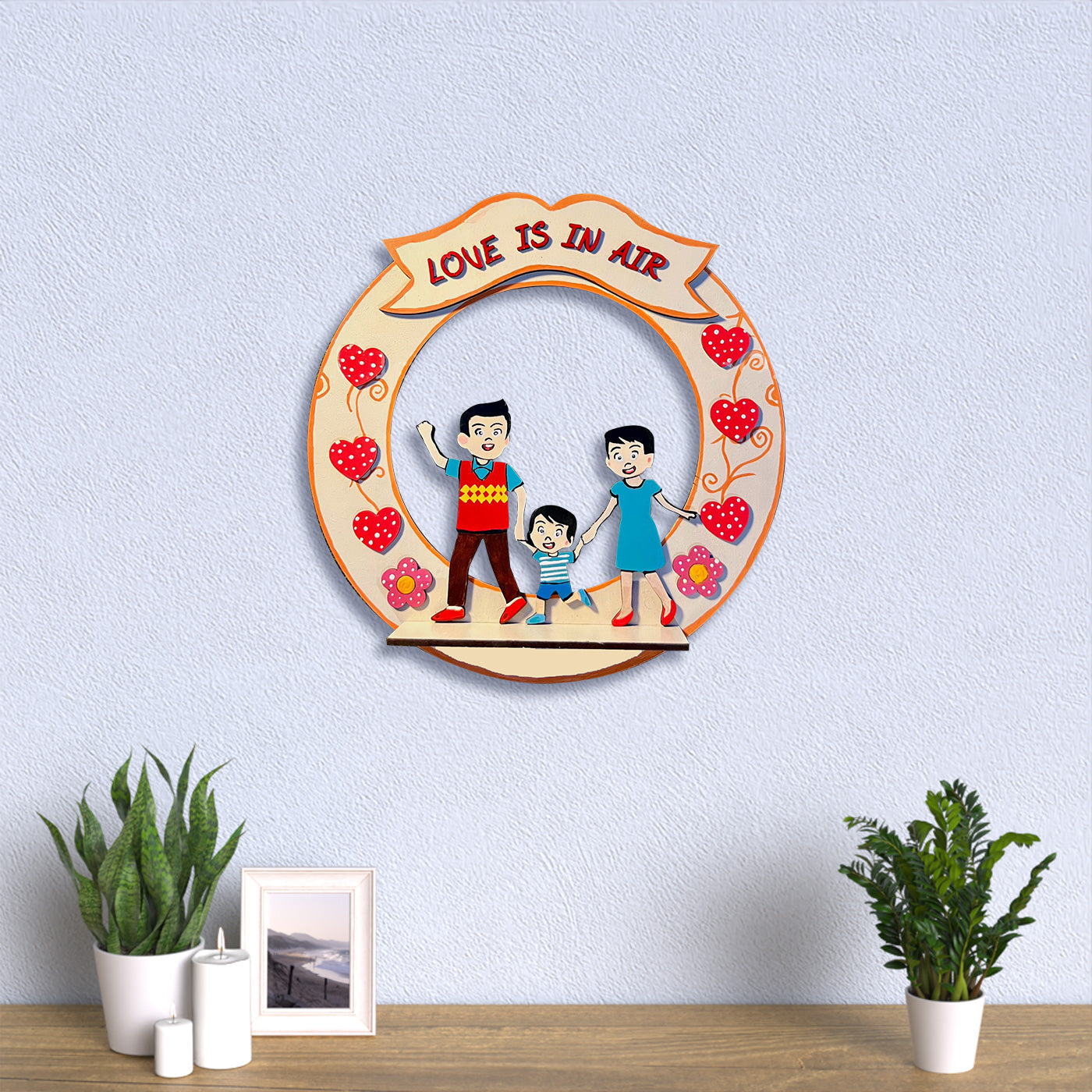 Handcrafted Family MDF Nameplate With Shelf