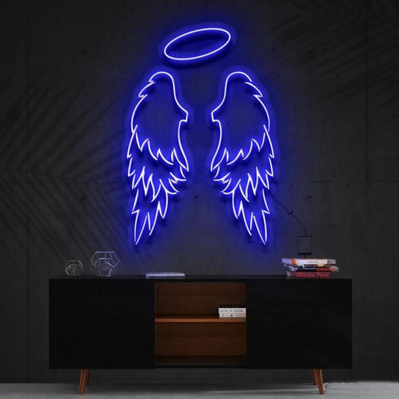 Angel Wings LED Neon Art blue