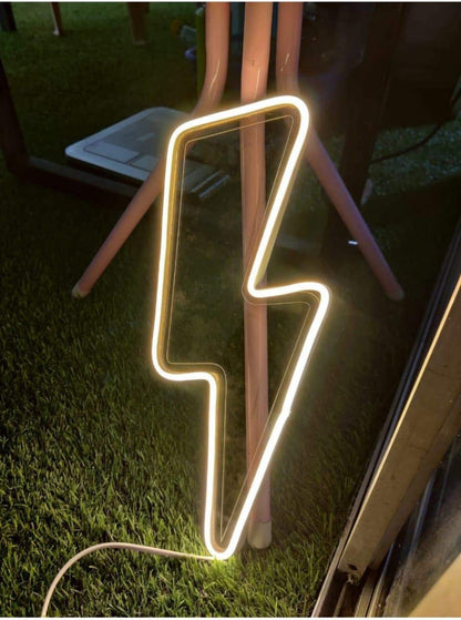 Lightning Bolt Neon Sign white