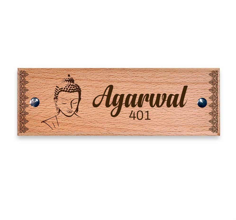 Buddha - Wooden Name Plate