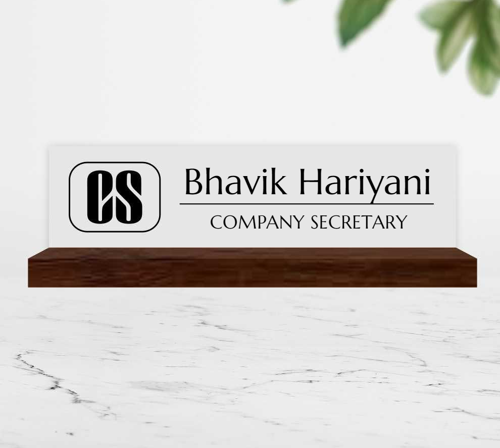 Excelus Office Desk Wooden Name Plate - Company Secretary (CS)