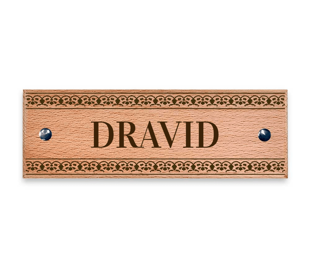 wooden name plate