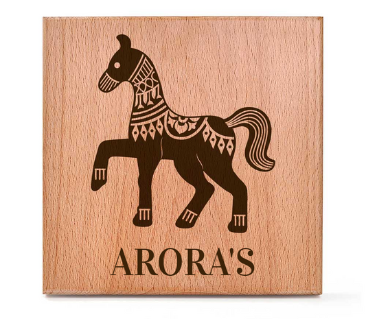 Ashwa (Bidri) - Wooden Name Plate