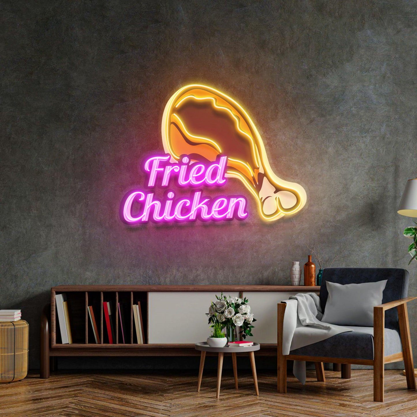 Fried Chicken Led Neon Acrylic Artwork