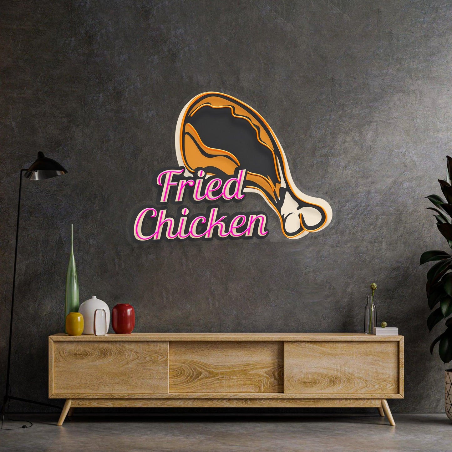 Fried Chicken Led Neon Acrylic Artwork