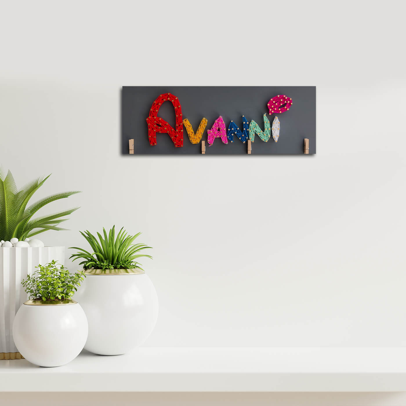 Multi-coloured Personalised String Art Name Plate