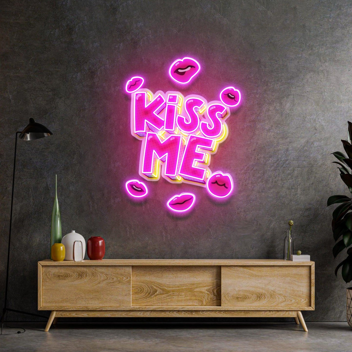 Kiss Me Led Neon Acrylic Artwork