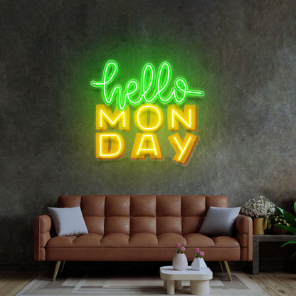 Hello Monday LED Neon Sign Light Pop Art