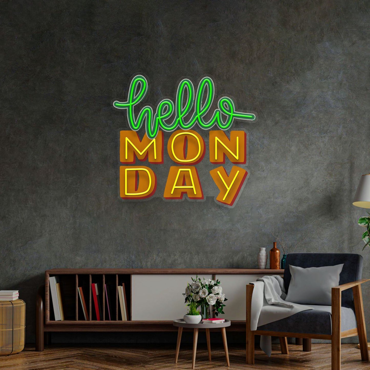 Hello Monday LED Neon Sign Light Pop Art