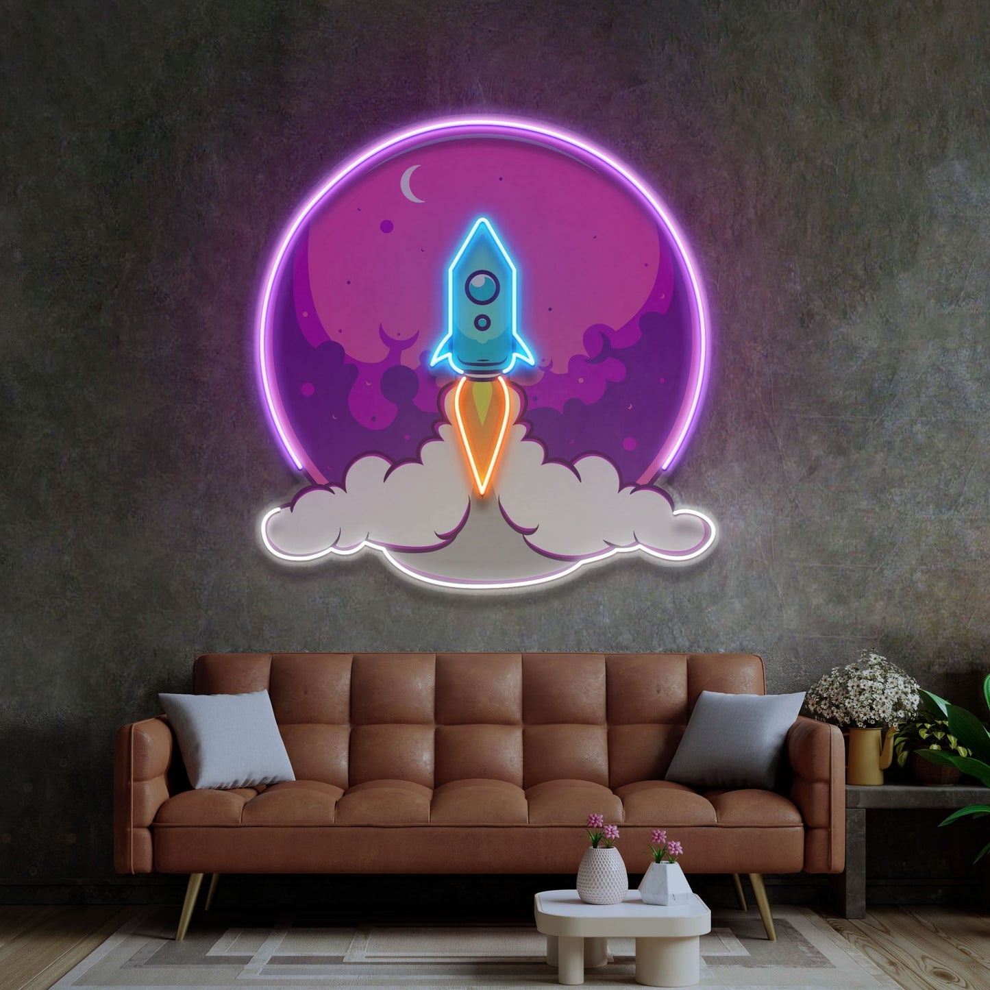 Rocket Launch LED Neon Sign Light Pop Art