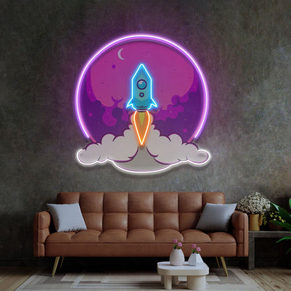 Rocket Launch LED Neon Sign Light Pop Art