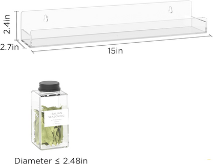 Wall Mounted Spice Rack Organizer,Clear Acrylic Spice Shelf Storage Holder